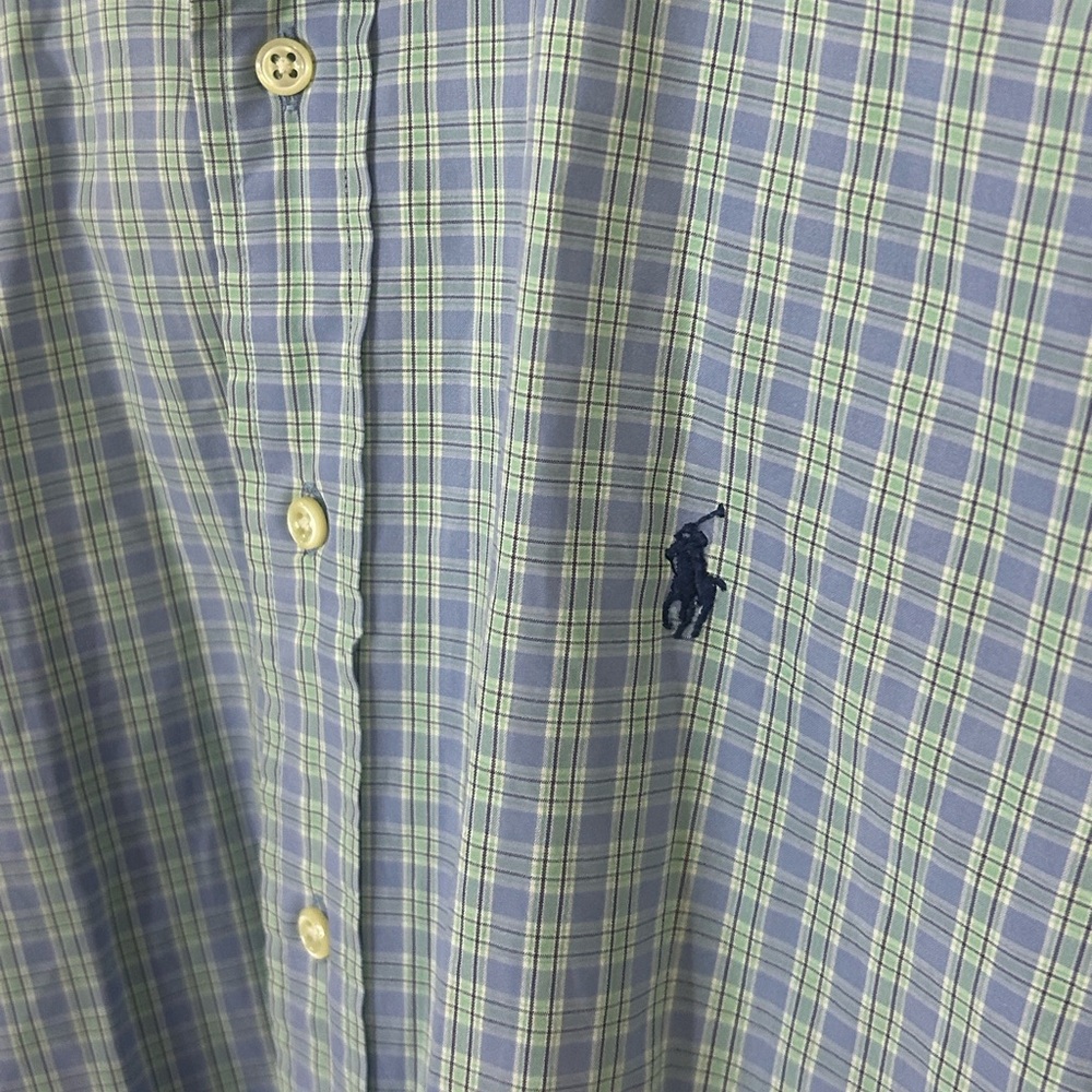 VTG Ralph Lauren Mens Blake Shirt L Light Blue Plaid Short Sleeve Button Down - Picture 4 of 7